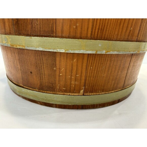 Vintage Shaker Wood Sewing Box with Swing Handle Storage Brass Banded Lid - Picture 8 of 16